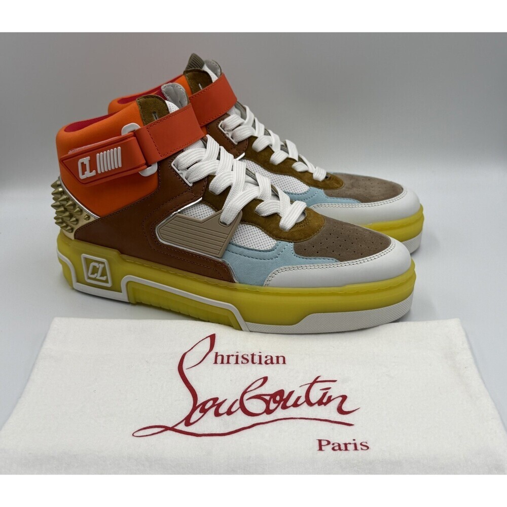 AUTHENTIC Christian Louboutin High Top Sneakers Red Sole Spikes Size 43 EU 10 US - Picture 2 of 10